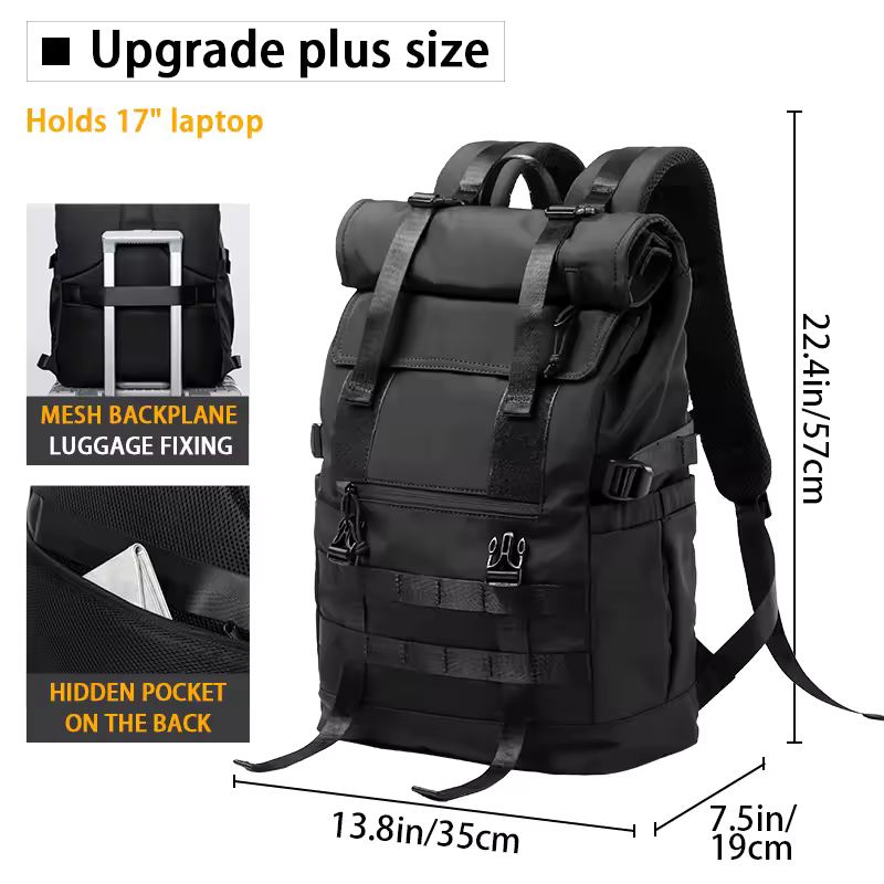Expandable Roll Top Laptop Backpack for Commute & Travel