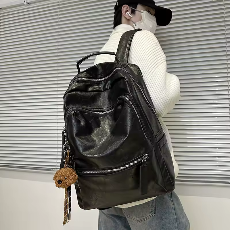 Vintage Faux Leather Laptop Backpack for Travel & Everyday Use