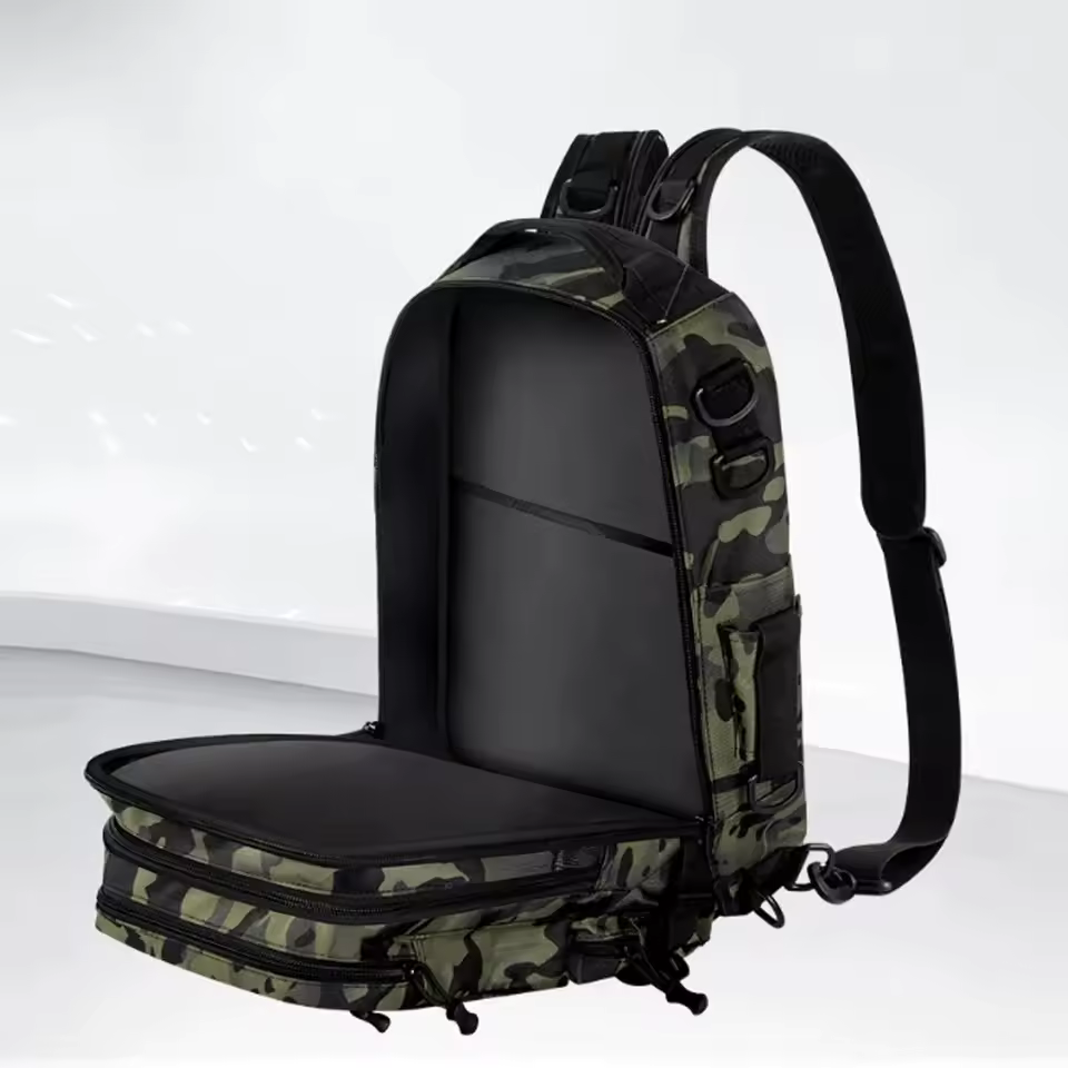 Fishing Tackle Backpack with Rod Holder & Multi-Pocket Storage