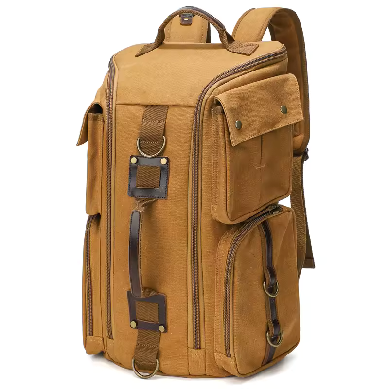 Vintage Waxed Canvas Laptop Travel Backpack